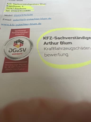Kfz-Gutachter - Kfz-Sachverständigenbüro Blum Karlsruhe — Kundenfoto